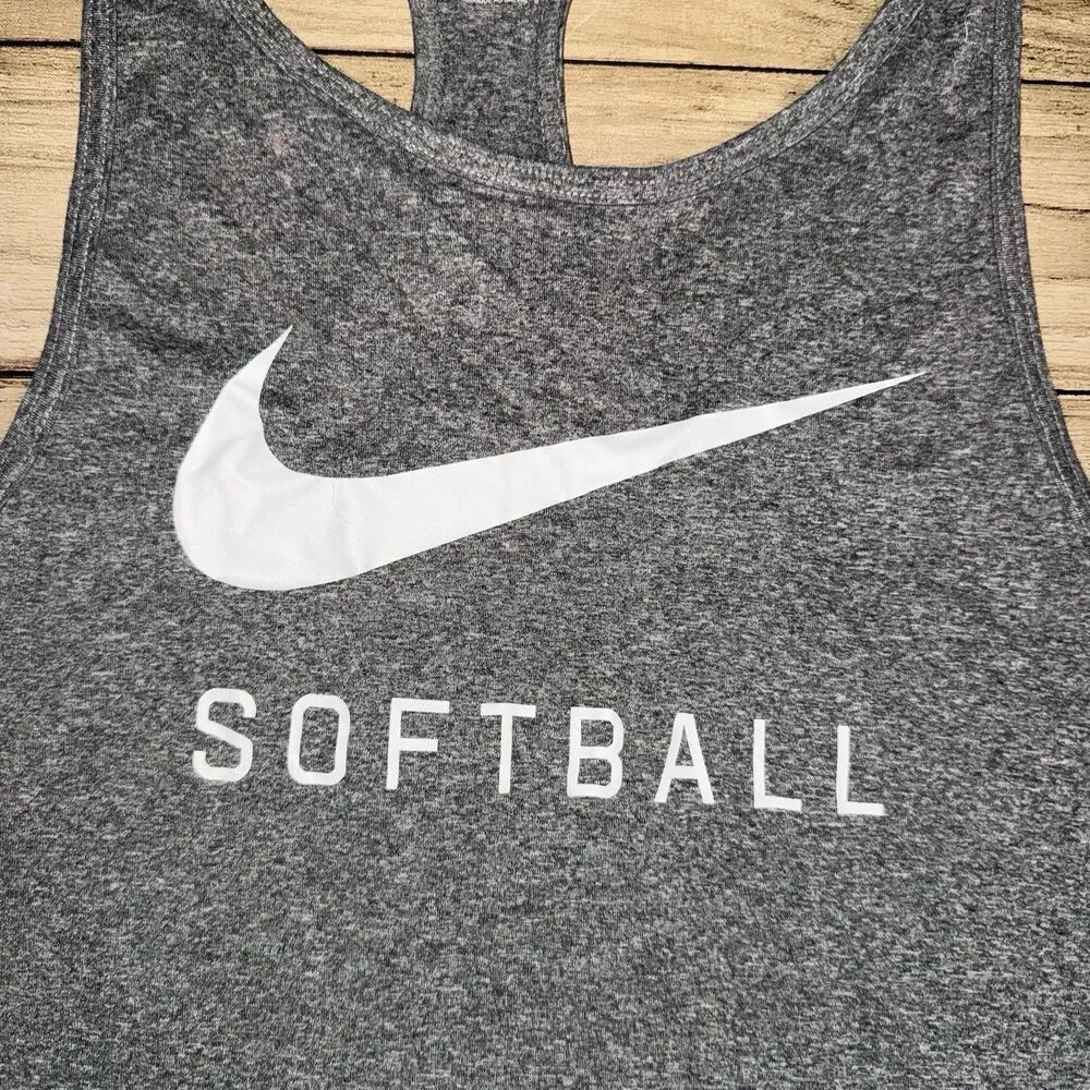 Nike Women’s Legend Softball Dri-Fit Tank Top Size Small Gray Swoosh Logo